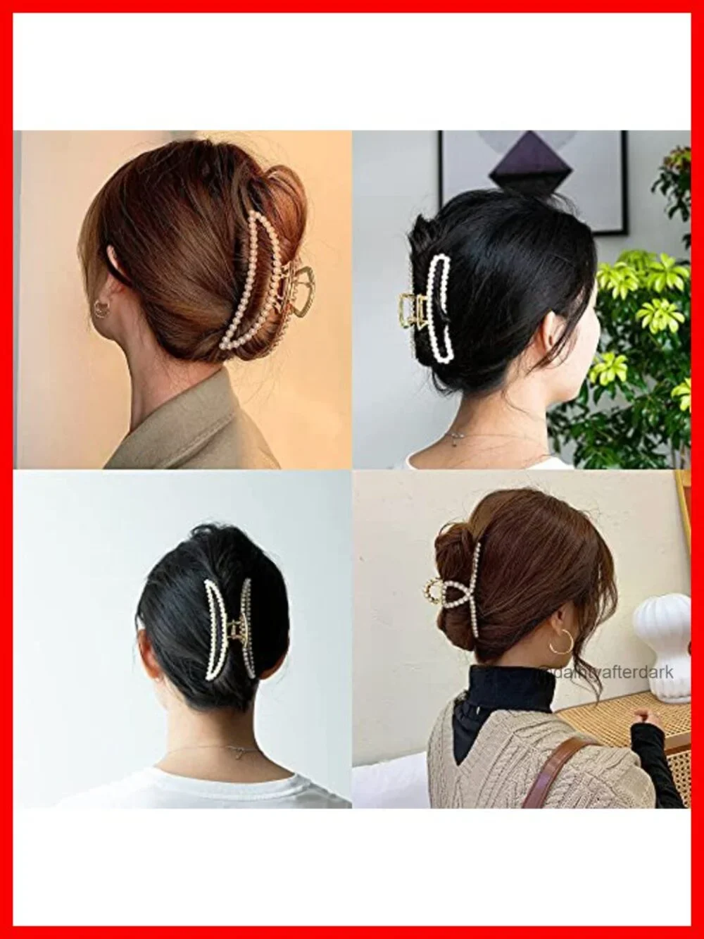 Large Pearl Hair Clips - 4.5 inch Zinc Alloy Banana Claw Clips for Thick Hair